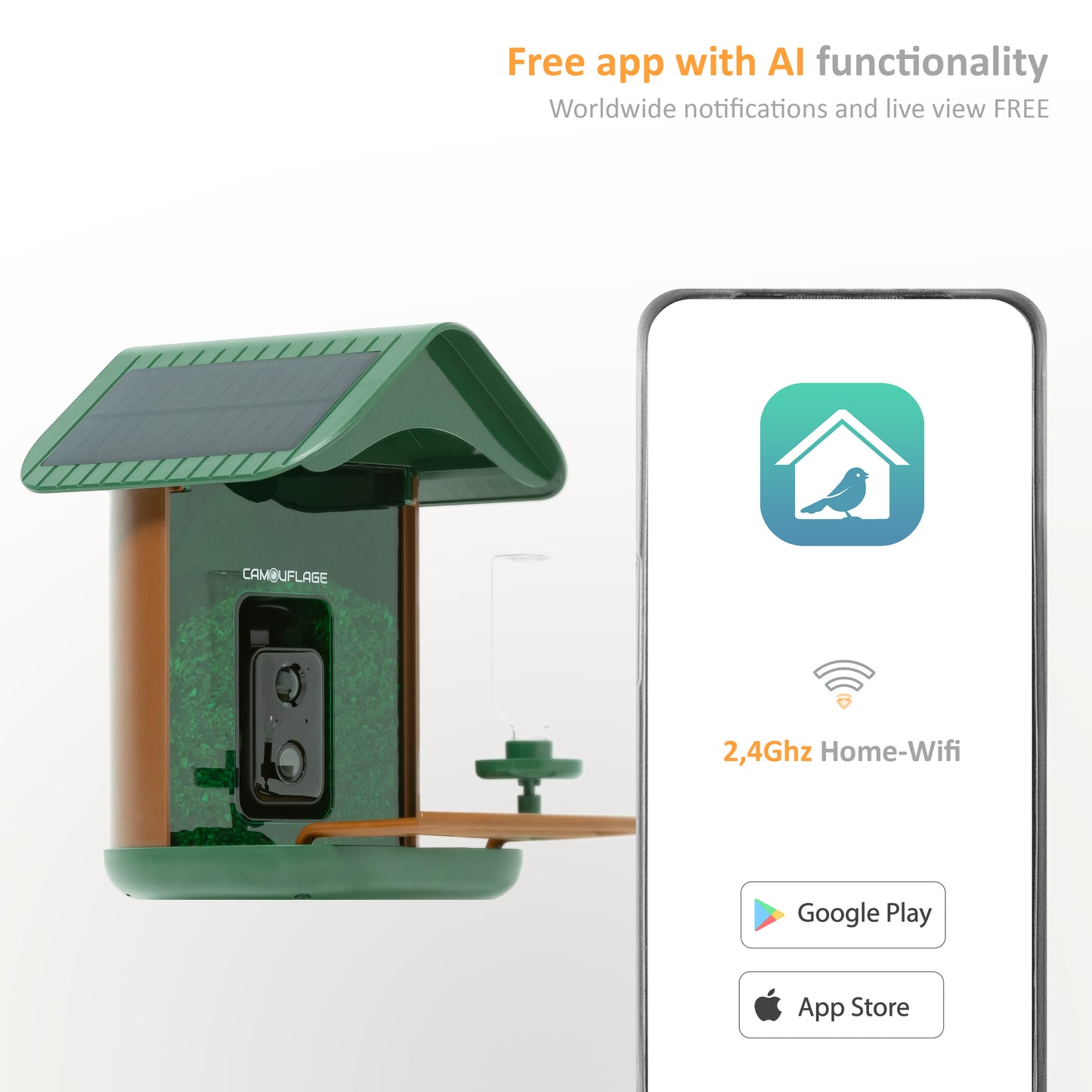 Camouflage EZ-BirdFeed - Bird feeder with AI camera